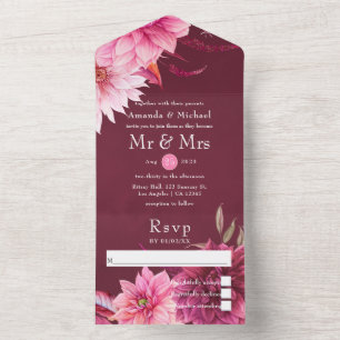 Bordô e Rosa Outono Casamento Tudo Em Um