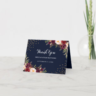Bordô Naval Confete Floral Casamento Agradecimento