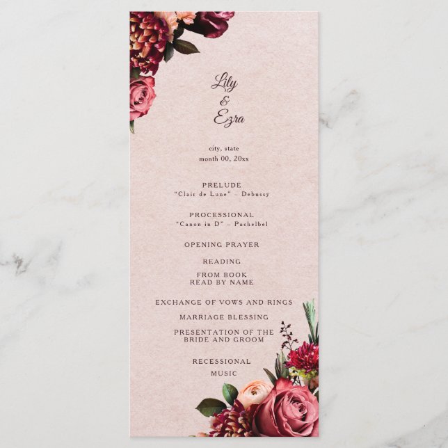 Borgonha e Bege Programa Plano (Frente)