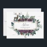 Borgonha e Cinza Floral com Aconselhamento Stag<br><div class="desc">Flores de lama e cinza,  flores de aquarela e verde,  com cartões de aviso majestosos de morro e de abetos. Personalize com suas próprias informações ou saia como está.</div>
