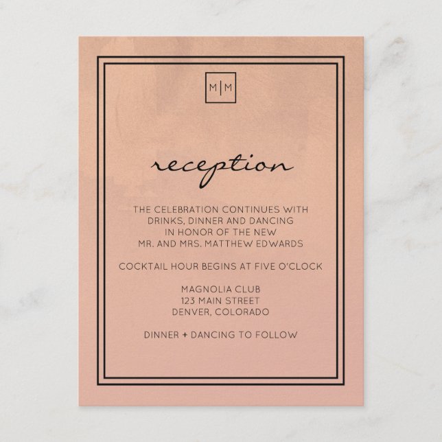 Borgonha Luxe e cora cartão da recepção (Frente)