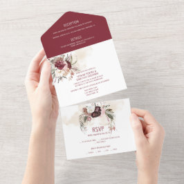 Borgonha, Marsala, Casamento Floral Rosa Esmagado
