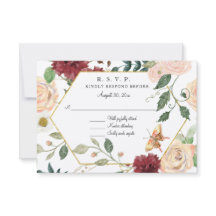 Borgonha Rustico Rosa Floral Aquarela Kraft RSVP