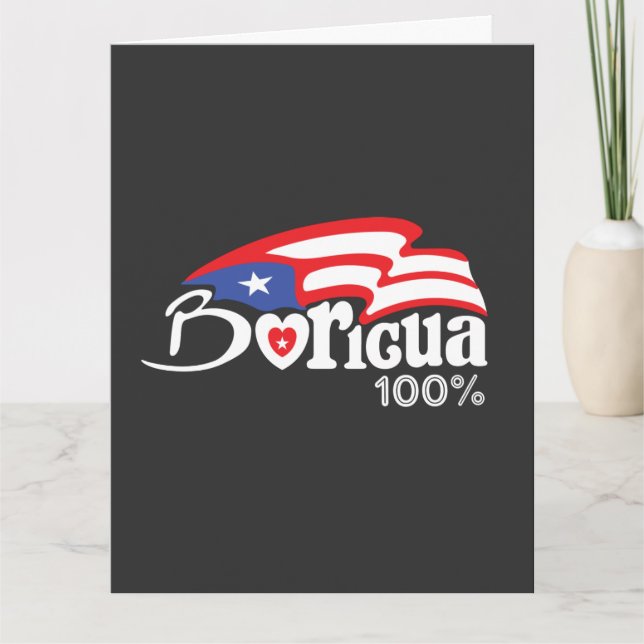 Boricua 100% Porto Rico Dobrou o Cartão (Frente)