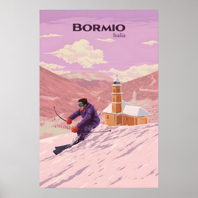 Bormio Ski Resort Travel Poster (Frente)