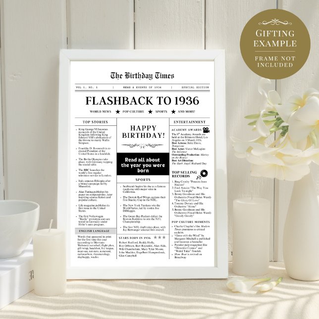 Born in 1936 Fun Newspaper black and white (Criador carregado)