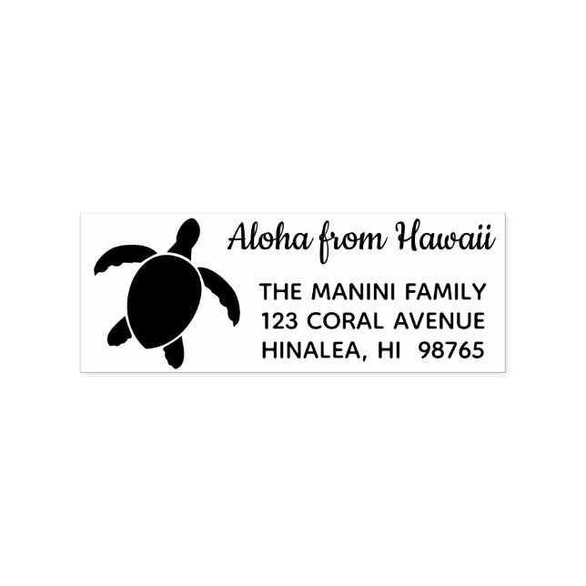 Borracha Aloha do Havaí Endereço de Devolução Carimbo Honu  (Impressão)