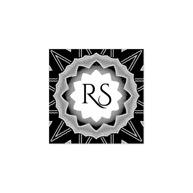 Borracha Art Deco Monograma Carimbo de Arte da Madeira (Impressão)