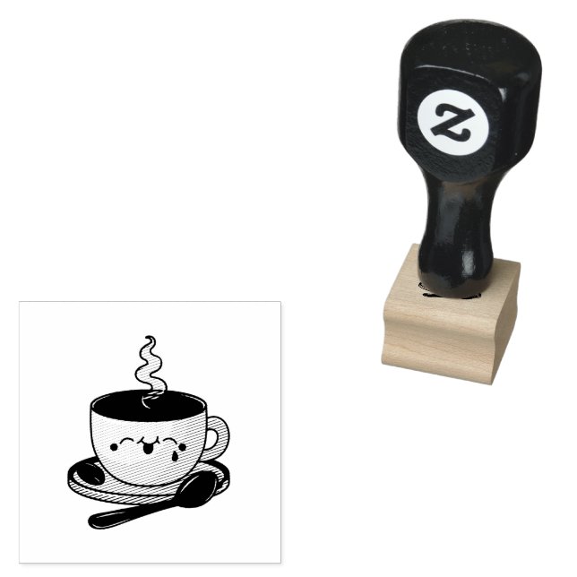 Borracha Carimbo Automático Xícara de Café Sorridente (Carimbado)