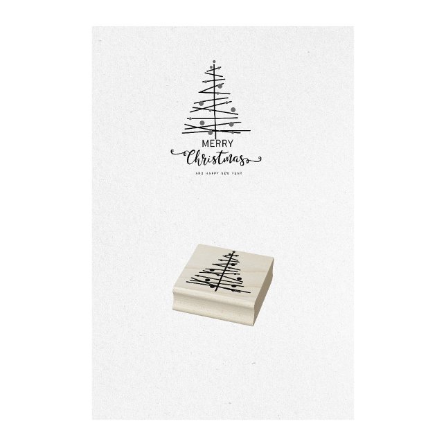 Borracha Carimbo da árvore de Natal (christmas tree stamp, ornament stamp, holiday stamp, festive stamp, decorated tree stamp, )