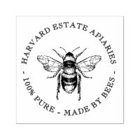 Carimbo de Abelhas Personalizado com Texto Escuro