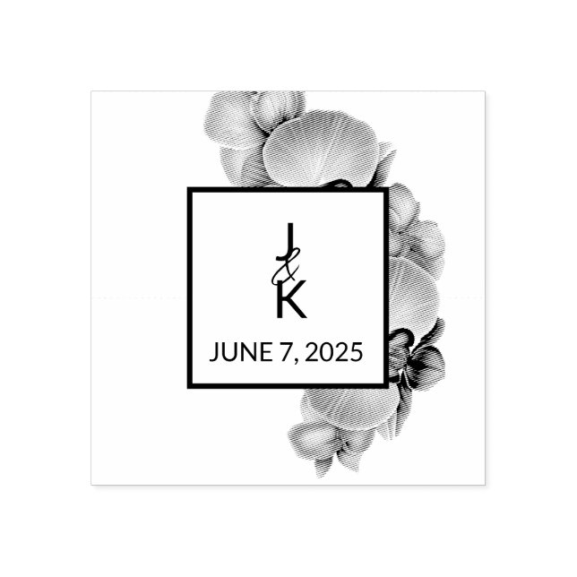 Borracha Carimbo de Arte de Madeira Monograma de Casamento (Impressão)