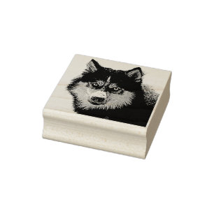 Borracha Carimbo de Arte de Madeira Siberian Husky
