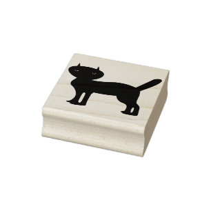 Borracha carimbo de arte de silhueta de gato preto