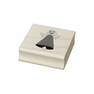 Borracha Carimbo de Arte de Wood Angel Bell