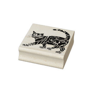Borracha carimbo de arte tribal cat