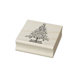 Borracha carimbo de árvore de natal