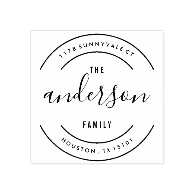 Borracha Carimbo de Endereço de Devolução da Família (Impressão)