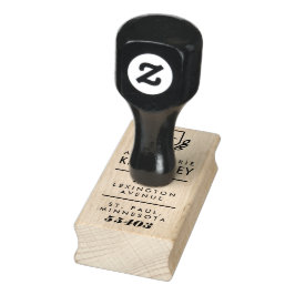 Borracha Carimbo de endereço de devolução do Monograma de r