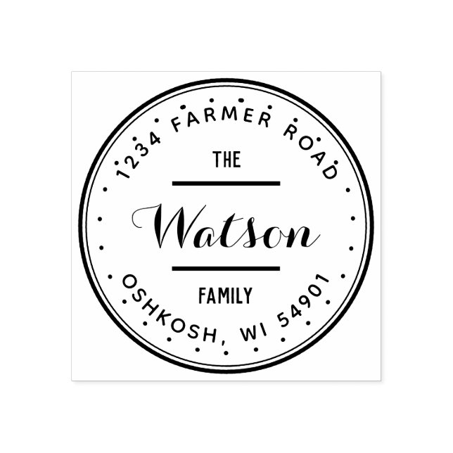 Borracha Carimbo de Endereço de Retorno da Família Redonda  (Impressão)