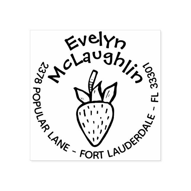 Borracha Carimbo de Endereço de Retorno de Morango Quiméric (Impressão)