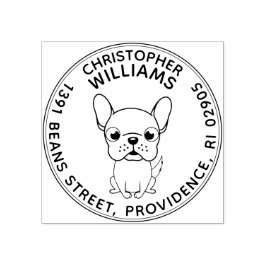 Borracha Carimbo de Endereço de Retorno do Buldogue Francês