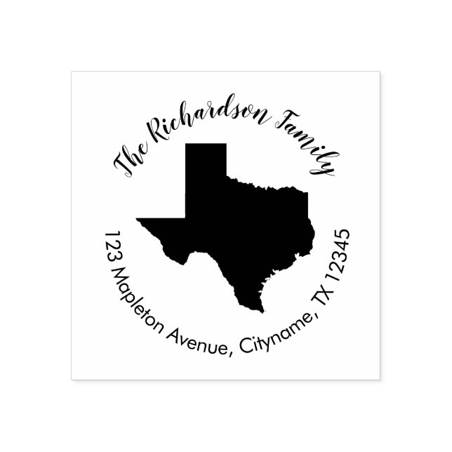 Borracha carimbo de endereço de retorno do estado do Texas (Impressão)