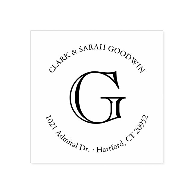 Borracha Carimbo de Endereço de Retorno do Monograma Clássi (Impressão)