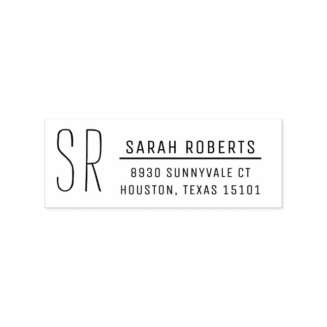 Borracha Carimbo de Endereço de Retorno do Monograma Modern (Impressão)