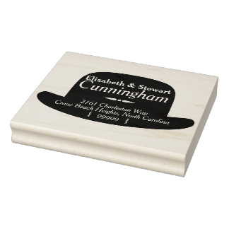 Borracha Carimbo de Endereço de Retorno do Vintage Bowler H