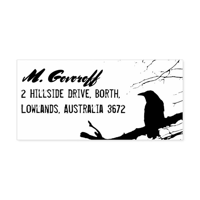 Borracha Carimbo de Endereço de Retorno Raven (Impressão)