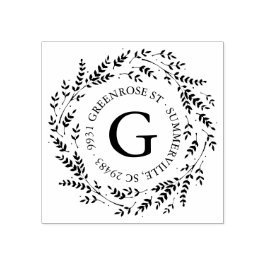 Borracha Carimbo de Endereço Russo Wreath Monograma