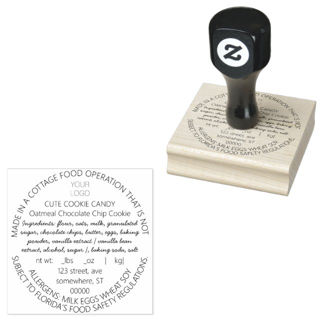 Borracha Carimbo de Ingredientes Personalizáveis (Carimbado)
