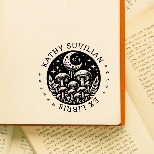 Borracha Carimbo de livro ex libris com cogumelos (Criador carregado)