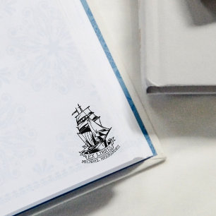 Borracha Carimbo de Livro Moderno Navio Náutico Biblioteca 