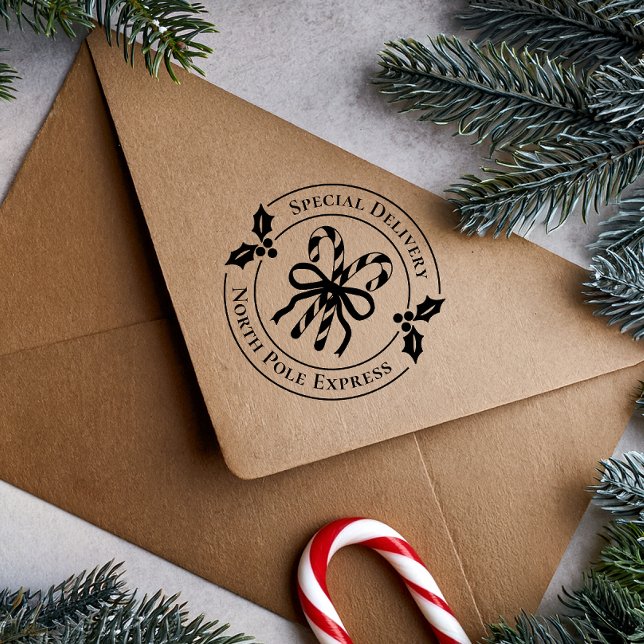 Borracha Carimbo de Madeira de Bengala de Natal (Stamp on brown kraft envelope)
