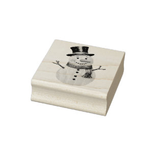 Borracha Carimbo de Madeira de Homem de Neve Vintage