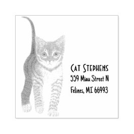 Borracha Carimbo de madeira personalizado Tabby com texto