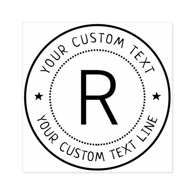 Borracha Carimbo de Monograma Redondo Formal (Impressão)