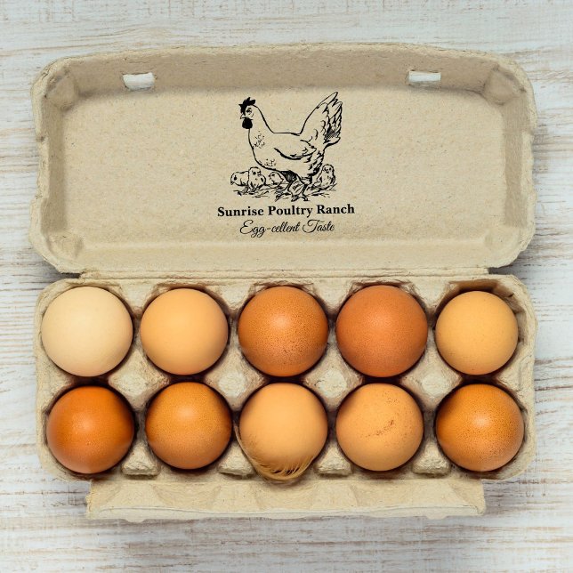 Borracha Carimbo de Ovo Personalizado de Fazenda de Galinha (Vintage Rustic Chicken Farm Custom Egg Stamp)
