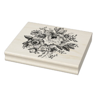Borracha Carimbo de Rosa Floral Francês Vintage
