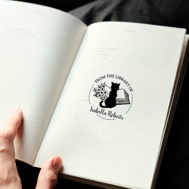 Borracha Carimbo Simples Da Biblioteca De, Livro De Gato  (Criador carregado)