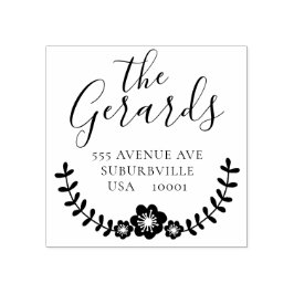 Borracha Circular Endereço da família Wreath Carimbo de Bor