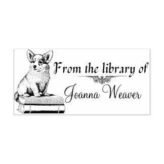 Borracha Corgi em Livros Carimbo Personalizado de Madeira e
