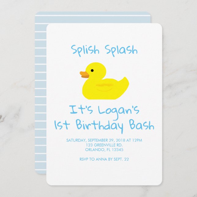 Borracha de Pato de Borracha Primeiro Convite de a (Frente/Verso)