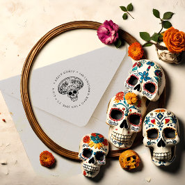 Borracha Día de Los Muertos | Carimbo de Endereço de Retorn