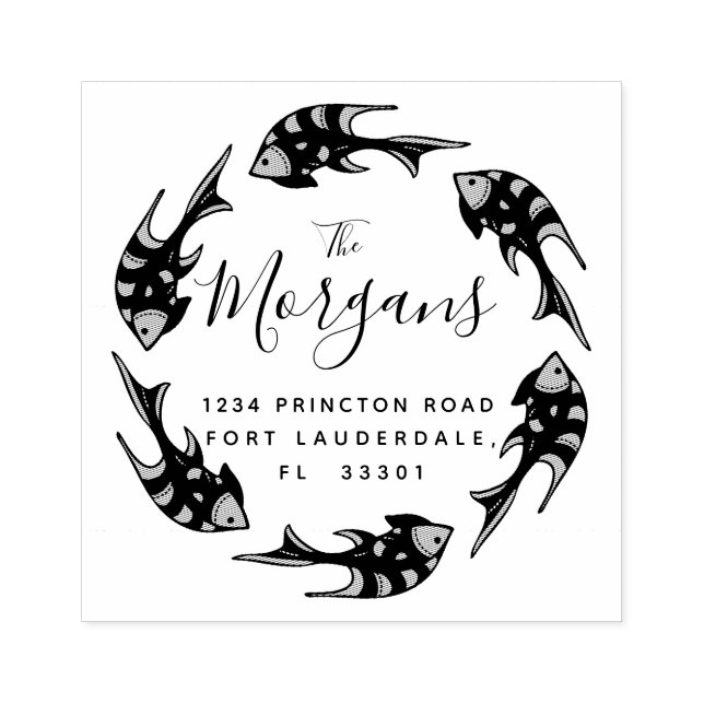 Borracha Elegância Oceânica | Carimbo de Endereço de Devolu (Impressão)