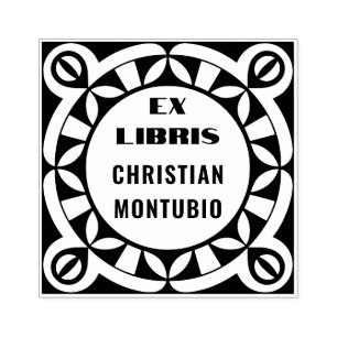 Borracha Ex Libris Carimbo de Madeira - Motivo Geométrico