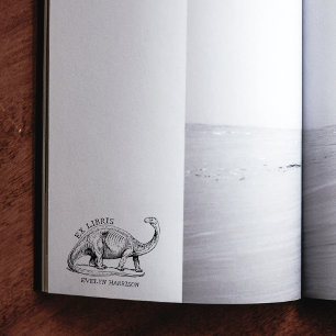 Borracha Ex Libris de Dinossauro Vintage Carimbo de Livro