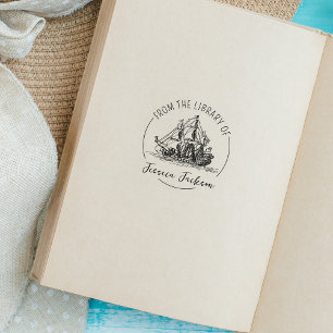 Borracha Ex Libris Moderno Navio Carimbo de Livro Náutico